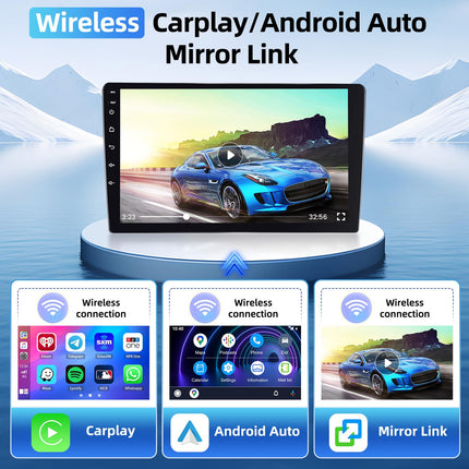 Fuluku 4+64G Android Car Radio for Peugeot 207 2006 2007 2008 2009 2010 2011 2012 2013 2014 2015 with Wireless Carplay&amp;Android Auto, 9'' Touch Screen Radio Bluetooth 5.0/GPS/Rear View Camera/FM/WiFi/SWC