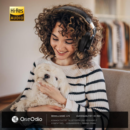 OneOdio Bluetooth kõrvaklapid kõrva peale, 72 tundi HiFi stereo juhtmevabad kõrvaklapid 6,35 mm ja 3,5 mm pistikuga stuudio DJ mobiiltelefoni PC AMP jaoks - kuldne