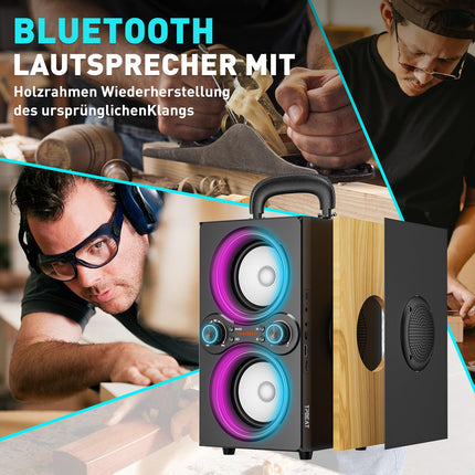 TPBEAT Bluetooth Speaker, 80W Wireless Bluetooth Box Music Box Large, Bass Boost, with Light, 100dB Huge Sound TWS Stereo Party Soundbox, with Microphone Input/USB/TF/AUX
