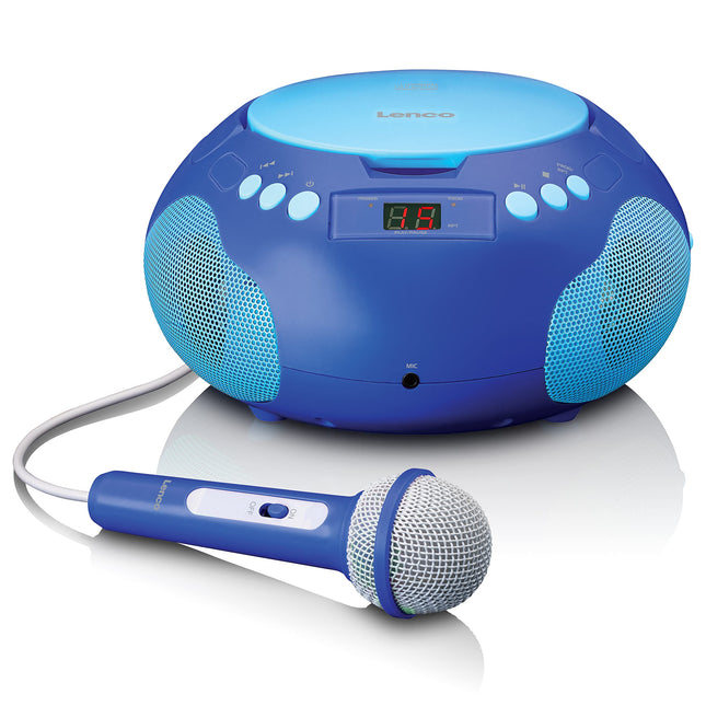Lenco SCD-620 laste CD-mängija - CD-raadio - mikrofoniga - karaokemängija - lugude mälu - FM-vastuvõtja - 2 x 1 W RMS - AUX-IN - sinine