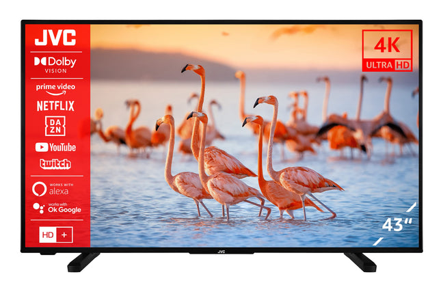 JVC LT-43VU2255 43-tolline nutiteler (4K Ultra HD, HDR Dolby Vision, kolmekordne tuuner) – sisaldab 6 kuud HD+, must
