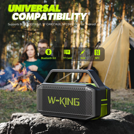 W-KING Bluetooth Speaker Music Box Large, (100W MAX) 60W IPX6 Speaker Boxes Bluetooth Box-Deep Bass, Portable Speaker Outdoor Party Soundbox Boombox, PowerBank/40H/TF Card/AUX/EQ/NFC