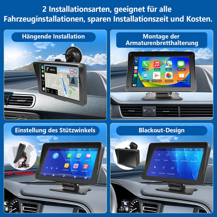 Podofo 7 inch Wireless Apple Carplay Android Auto Portable Car Radio Touchscreen Car Stereo Radio with Bluetooth, FM Transmission, Apple Airplay, Mirror Link