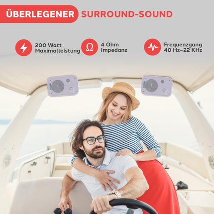Plye Bluetooth-kõlar, 200 W veekindel õuekõlar, 2 tk komplekt, õuemuusikakarp, Bluetooth-seinakõlar, muusikasüsteem - basseini, terrassi, aia/siseruumidesse