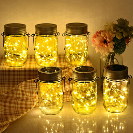 Solpex Solar Lamp Sun Glass, 30 LED 6 Pack, Warm White Solar Lantern, Hanging, Waterproof, for Garden, Patio, Balcony, Indoor &amp; Outdoor