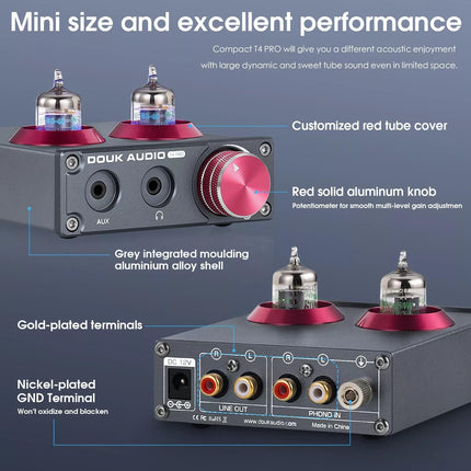 Douk Audio Mini 5654 Phono eelvõimendi kodune stereoheli eelvõimendi kõrvaklappide võimendi (T4 PRO)