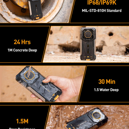 Ulefone Armor 26 Ultra Outdoor Mobile Phone 5G 2024, 200MP+64MP Camera 3.2X Telephoto Lens 24GB+512GB Android 13 Smartphone with 120W Fast Charging 6.78 inch FHD+ 120Hz 121dB Speaker 15600mAh Battery Black