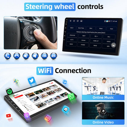 Fuluku 4+64G Android Car Radio for Peugeot 207 2006 2007 2008 2009 2010 2011 2012 2013 2014 2015 with Wireless Carplay&amp;Android Auto, 9'' Touch Screen Radio Bluetooth 5.0/GPS/Rear View Camera/FM/WiFi/SWC