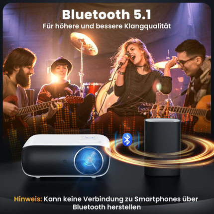 HOPVISION Projector, Full HD 1080P Projector, Bluetooth Projector 4K Supported, Portable Mini Projector Home Theater, Home/Outdoor Projector Compatible with Smartphone/HDMI/USB/AV/Fire Stick/PS5