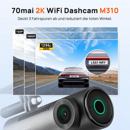 70mai 2K WiFi videoregistraator autodele M310, 1296P WDR autokaamera, öönägemine, 24-tunnine parkimise jälgimine rakenduse juhtimisega, tsükli salvestus, kokkupõrke tuvastamine, max 256 GB