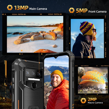 OUKITEL WP23 Plus õuetelefon (2025) - 10600mAh 256GB ROM + 24GB RAM õuetelefon ilma lepinguta 6,52-tolline Android 14 ehitusplatsi telefon, 13MP + 5MP/IP68 veekindel mobiiltelefon/kaks SIM-kaarti/NFC/OTG/GPS/Face ID