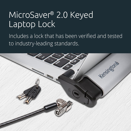 Kensington K64453WW sülearvuti lukustusjaam 2.0 koos MicroSaver 2.0-ga Apple MacBookidele ja üliõhukestele sülearvutitele, hõbedane/must