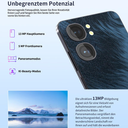 OUKITEL C58 (16GB+128GB) nutitelefon ilma lepinguta - 6,67-tolline 90Hz Android 14 mobiiltelefon soodne, 5150mAh aku, 13MP+5MP kaamera, näotuvastus ja sõrmejäljelugeja, NFC, GPS, kahe SIM-kaardi pesa 4G soodne nutitelefon, must