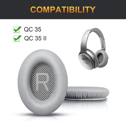 Bingle Replacement Ear Pads for Bose QC35, Compatible with Bose QuietComfort 35 (QC35 ii) Headphones, Professional Replacement Ear Pads for Bose QuietComfort 35 II QC35 II (Gray)