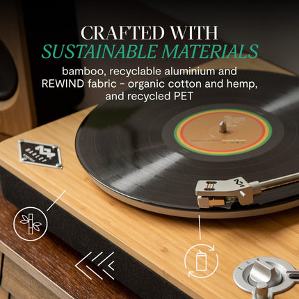 House of Marley Stir It Up juhtmevaba plaadimängija Bluetooth - jätkusuutlikult valmistatud plaadimängija, 33/45 RPM vinüülplaadimängija eelvõimendiga, Audio-Technica helipea, bambus