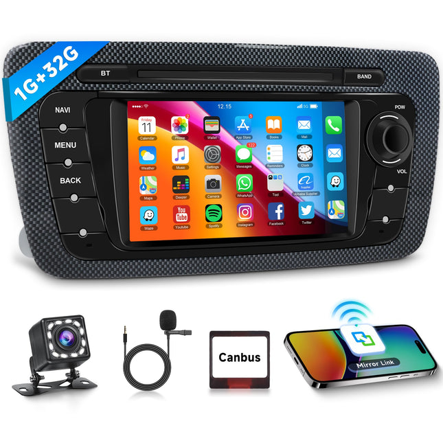 Rimoody 1G+32G Android 13 autoraadio 2 DIN Seat Ibizale 2009-2013 koos navigatsiooni, GPS, WiFi, 6,2-tollise autoraadioga, iOS/Android Mirror Link, Bluetooth, FM/RDS raadio, EQ, roolil juhtimine, tahavaatekaamera