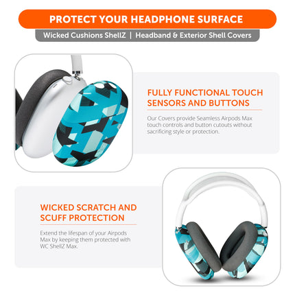 WC ShellZ Max – Protective earphone shells for Airpods Max by Wicked Cushions | Made of high-quality silicone | Cyan Prism