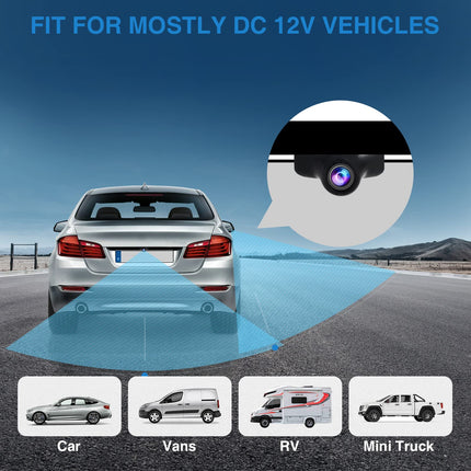 PARKVISION rear view camera, flexibly adjustable car camera with rotatable lens, PAL TV system, vertical image flip function, easy installation without parking line