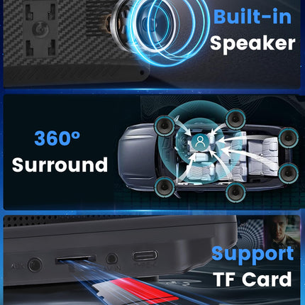 Wireless Carplay &amp; Android Auto Display, Portable Car Radio with 7 inch HD IPS Touchscreen Carplay Display with Android Auto Airplay Android Cast Air Drop Bluetooth/FM Transmission/AUX/Video Website 7-32V