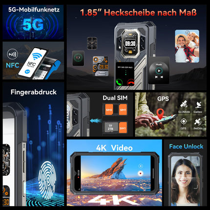 CUBOT Kingkong X 5G mobiiltelefon ilma lepinguta, Android 14 vastupidav nutitelefon, 32GB+256GB/2TB, IP68 ja IP69K, 10200mAh aku, 6,58-tolline FHD+ 120Hz, toetab NFC-d, OTG-d, sõrmejäljelugejat ja 33W kiirlaadimist