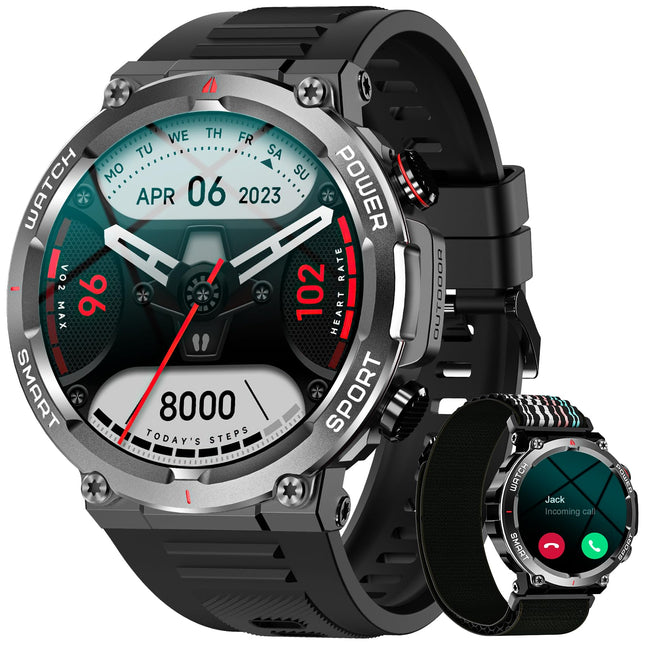 Blackview Smartwatch Men (Make/Receive Calls), 1.39'' Fitness Watch with Heart Rate SpO2 Pedometer Sleep Monitor, 100 Sports Modes, IP68 Waterproof Activity Tracker, Sports Watch for iOS Android
