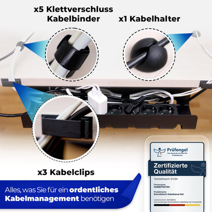 HOMEPROTEK kaablikanal korralikuks kaablihalduseks – ​​1 x must kaablihoidik lihtsa paigaldusega – 43 x 10 x 10 cm korraldaja kodukontorisse