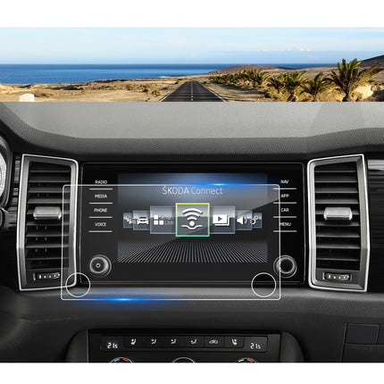 Coleya navigatsiooniekraanikaitse, mis ühildub Skoda Kodiaq 2017-2023/Skoda Karoq 2017-2024 mudelitega, Kodiaq karastatud klaasist ekraanikaitse, 9H kriimustuskindel GPS-ekraanikaitse (8 tolli)