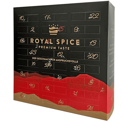 Royal Spice'i advendikalender 2024 – jõulukalender vürtsidega, mis sisaldab 24 kvaliteetset vürtsisegu ja vürtsinäidist – uusi tooteid ja populaarseid klassikuid kingituseks ja nautimiseks.