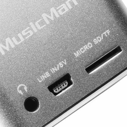 MusicMan Mini Soundstation (MP3 Player, Stereo Speaker, Line In Function, SD/microSD Card Slot) Silver