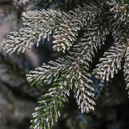 Mustast kastist kunstkuusk Celtis – K 185 x Ø 112 cm – Roheline härmasefektiga