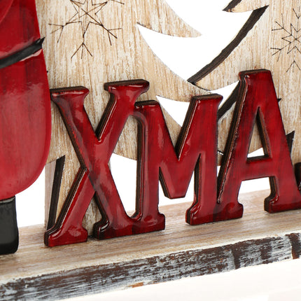 com-four® Decorative stand for Christmas - Santa Claus made of varnished wood - Premium Christmas decoration for standing (01 piece - Santa Claus 26cm)