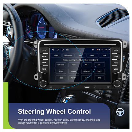 4+64GB Android Car Radio for VW Golf 5 Golf 6 Skoda Polo Passat Tiguan Touran Wireless Carplay Android Auto, 7" Screen Bluetooth Car Radio Navigation Rear View Camera WiFi FM RDS Radio SWC