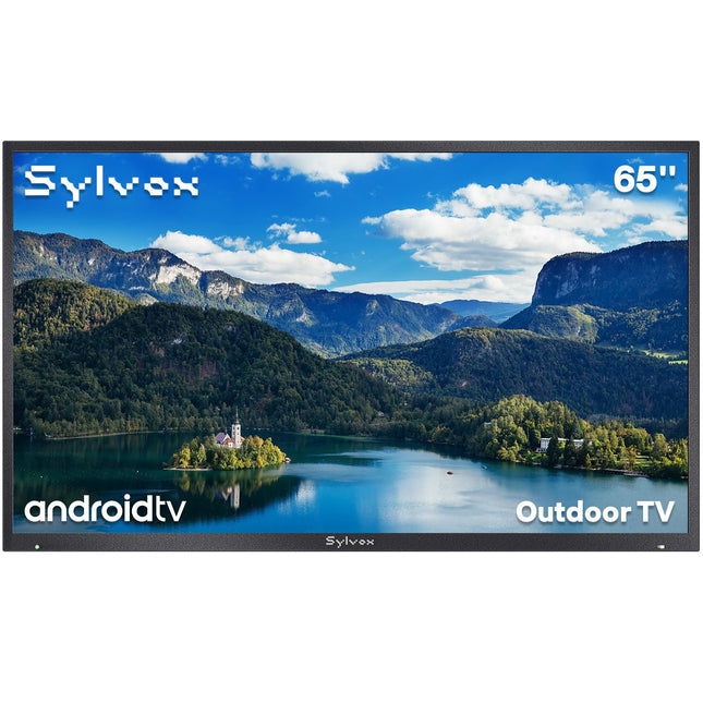 SYLVOX 65-tolline õueteler - 4K UHD nutikas Android-teler, 2000 niti, IP55 veekindel, päikesevalguses loetav - häälassistendi ja ekraanipeegeldusega - ideaalne basseiniäärde, aeda, terrassile