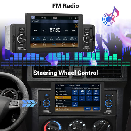 Hodozzy 1 DIN autoraadio, Carplay, Android Auto, 5-tolline puutetundlik ekraan, raadio, FM-raadio, stereo, Mirror Link, Bluetooth, USB/AUX-sisend, SD-kaardi pesa, juhtmevaba ...