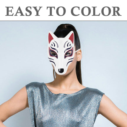 BESTONZON 2pcs Fox Mask for Adults Unpainted Animal Mask for DIY Craft Projects Halloween Masquerade Party Accessories Blank Masks for Decorating and Designing