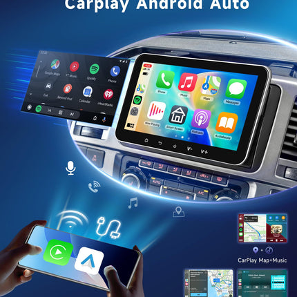 2G+32G juhtmevaba Carplay Android 13 autoraadio 1 DIN koos Android Auto Navi GPS WiFi 7-tolline puutetundliku ekraaniga autoraadio peegliühendusega Bluetooth FM-raadio USB/EQ/DAB/OBD/DVR Roolil juhtimine tahavaatekaamera