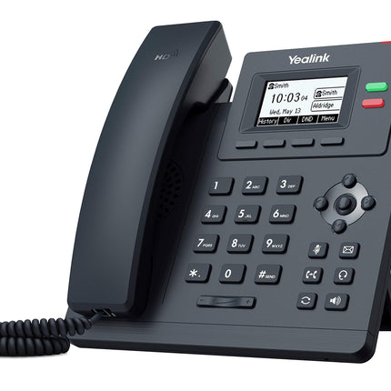Yealink T31P IP-telefon, 2 VoIP-kontot, 5,8 cm (2,3 tolli) graafiline ekraan, kahe pordiga 10/100 Ethernet, 802.3af PoE, toiteadapter ei kuulu komplekti (SIP-T31P)