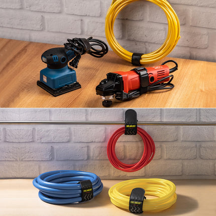 Trilancer straps with hook and loop fasteners, 5 sizes (61/46/36/30/23 cm), elastic straps, hook and loop straps and packing straps for organizing your extension cables, hoses, bicycle, workshop, garage