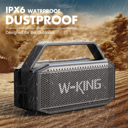 W-KING Bluetooth Speaker Box Large (100W peak) 60W Music Box Bluetooth Box, IPX6 Portable Speaker Outdoor Party Soundbox Boombox/Ex-large Passive Radiator Deep Bass/PowerBank/40H/TF/AUX/EQ