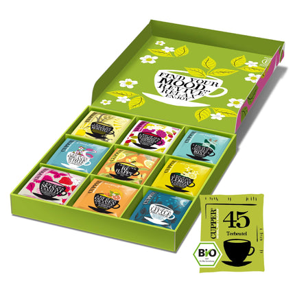 Cupper orgaanilise tee kinkekomplekt, teekomplekt, kingiidee, värviline teekarp 9 erineva sordiga, valitud taime- ja puuviljateede kollektsioon (1 karp, 45 teekotti)