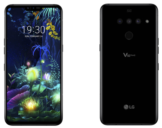 LG V50 Thinq 5G 6 GB + 128 GB must, veekindel, kahe SIM-kaardiga, OLED-ekraan, 12 MP kaamera, 18 tundi aku tööiga, Android 9.0, USB Type-C, 5G, WiFi, puuteekraan, täisvõrgumobiil