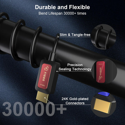 Kiudoptiline HDMI 2.1 kaabel 3M, 48Gbps kiire 8K@60Hz 4K@120Hz, Dolby/Dynamic HDR/HDCP 2.3/eARC, ühildub Blu-ray/TV Boxi/HDTV/projektoriga