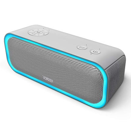 DOSS Bluetooth Speaker, SoundBox Pro Music Box Bluetooth, 20W, Multicolored Lights, IPX5 Waterproof, 20H Battery, Wireless Stereo Pairing, Bluetooth Box for Phone, Outdoors, Beach - Gray