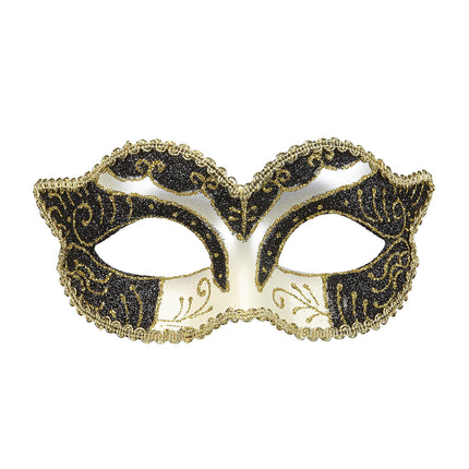 Widmann 04695 - Eye mask Duchess, with black and gold glitter, costume accessory, accessory, Venetian, carnival, theme party
