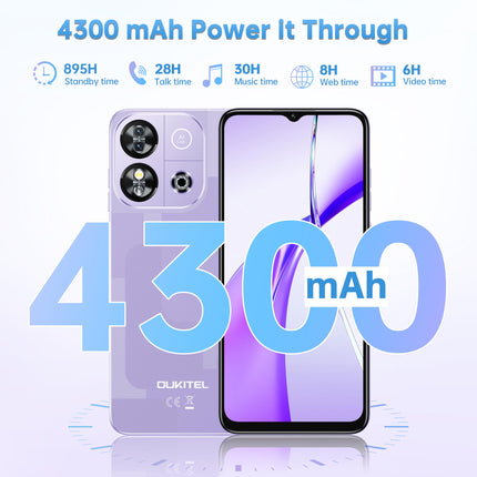 OUKITEL C57S Android 14 nutitelefon ilma lepinguta 4G - 8GB+64GB/128GB mobiiltelefon odav, kaheksatuumaline, 6,52-tolline HD+, 4300mAh mobiiltelefon ilma lepinguta, 4G kolmekordne SLM SIM-kaardivaba mobiiltelefon 2-aastane garantii - sinine