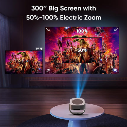 [Sisseehitatud rakendused] Projektor, E-Focus/Auto Keystone Correction Mini-projektor 4K Native 1080P, WiFi Bluetooth kaasaskantav projektor 50% suum 270° pööratav projektor kodukino/õues kasutamiseks, ühildub sülearvuti/nutitelefoni/hiire