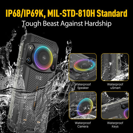 Ulefone Armor 21 õuenutitelefon 16+256GB/SD-2TB, 9600mAh õuemobiiltelefon kaheksatuumaline Helio G99, 122dB kõlar 6.58 FHD+ 120Hz, 64MP+24MP kaamera Android 13 IP68 NFC/OTG/GPS 4G kahe SIM-kaardiga must
