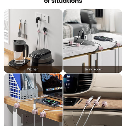 toocki Cable Holder Cable Clips Adjustable Cable Organizer Magnetic Cable Management Self-Adhesive Cable Holder (Pink, 12 Pack)