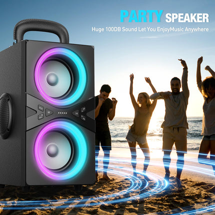 TPBEAT Bluetooth kõlar, 80W tippvõimsusega suur Bluetooth karp, bassivõimendus, peo-LED-lambiga, 100dB valju heliga TWS stereo peomuusikakarp Bluetooth suur, 18 tundi mänguaega, õues pidudeks/telkimiseks