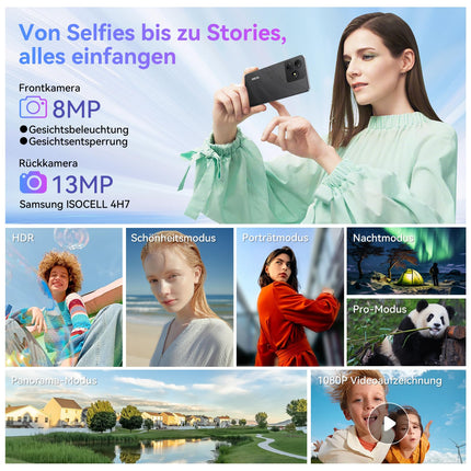 OSCAL Flat 2 nutitelefon ilma lepinguta, Android 14, 12GB+128GB/2TB TF mobiiltelefon odav, 6.56'' HD+ 90Hz mobiiltelefon ilma lepinguta, 13MP+8MP, 5000mAh, kahe SIM-kaardiga/OTG/GPS/sõrmejäljelugeja/Gemini tehisintellekt/2-aastane garantii
